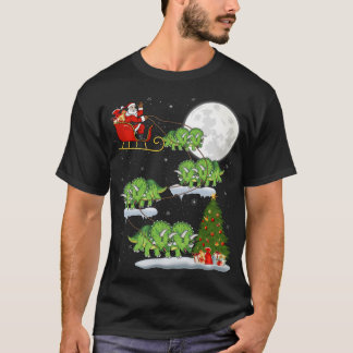 Funny Julafton Träd Santa Riding Triceratops Dinos T Shirt