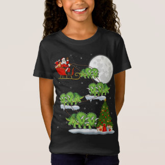 Funny Julafton Träd Santa Riding Triceratops Dinos T Shirt