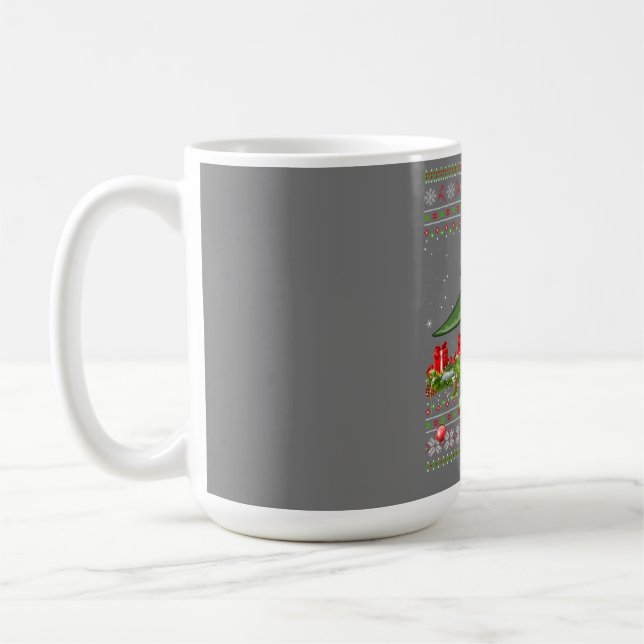 Funny Julafton Ugly Santa Riding Pterodactyl Bird  Kaffemugg (Vänster)