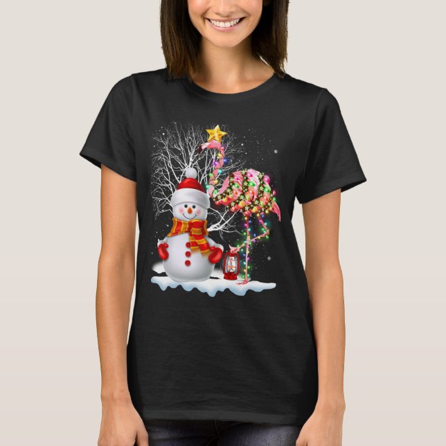 Funny Julgran Flamingo Hat Santa Best Julafton T Shirt (Framsida)