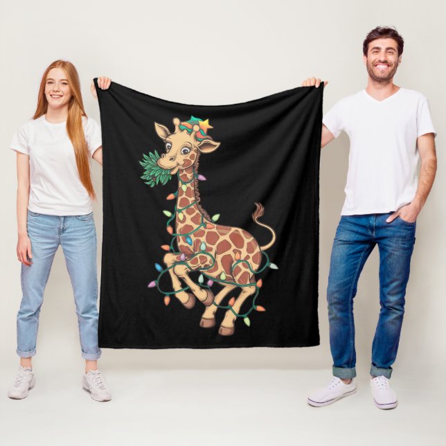 Funny Julgran Giraffe Älskare Gift Kärlek Fleecefilt (På plats)