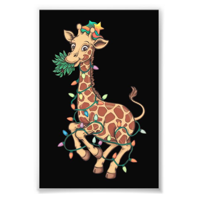 Funny Julgran Giraffe Älskare Gift Kärlek Fototryck (Framsidan)
