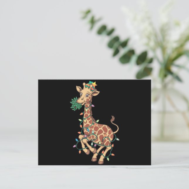 Funny Julgran Giraffe Älskare Gift Kärlek Helg Vykort (Stående Fram)