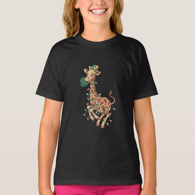 Funny Julgran Giraffe Älskare Gift Kärlek T Shirt (Framsida)