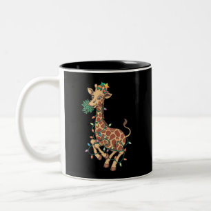 Funny Julgran Giraffe Älskare Gift Kärlek Två-Tonad Mugg