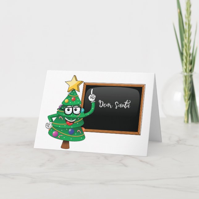 Funny Julgran-kort med fråga till Santa Helgkort (Framsida)
