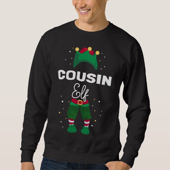 Funny Julgran Ljus Ugly Sweater COUSIN El Lång Ärmad Tröja (Framsida)