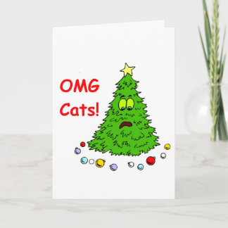 Funny Julgran OMG Cats Kittens Kattdjur Julafton Helgkort
