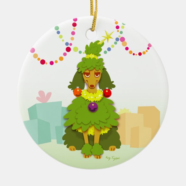 Funny Julgran Pudel Julgransprydnad Keramik (Framsidan)