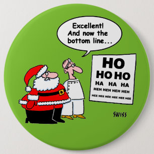 Funny jultomte läser Optometrist Öga Chart-Teckn Knapp
