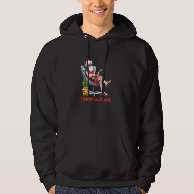 Funny Jultomten Beach Ljus Hoodie (Framsida)