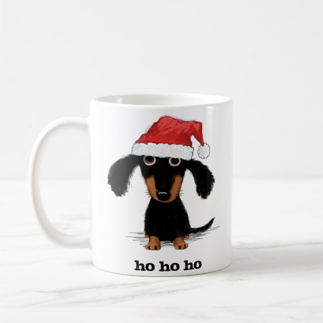 Funny Jultomten Dachshund jul Helgdag Hund Kaffemugg (Vänster)