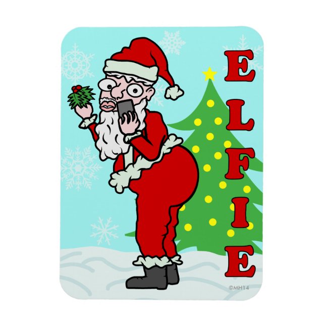 Funny jultomten Elfie Magnet (Vertikal)