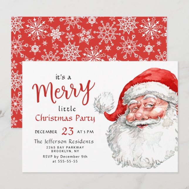 Funny Jultomten God jul Little Party Inbjudningar (Fram/baksida)