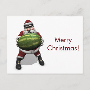 Funny Jultomten med Giant Melon Helg Vykort