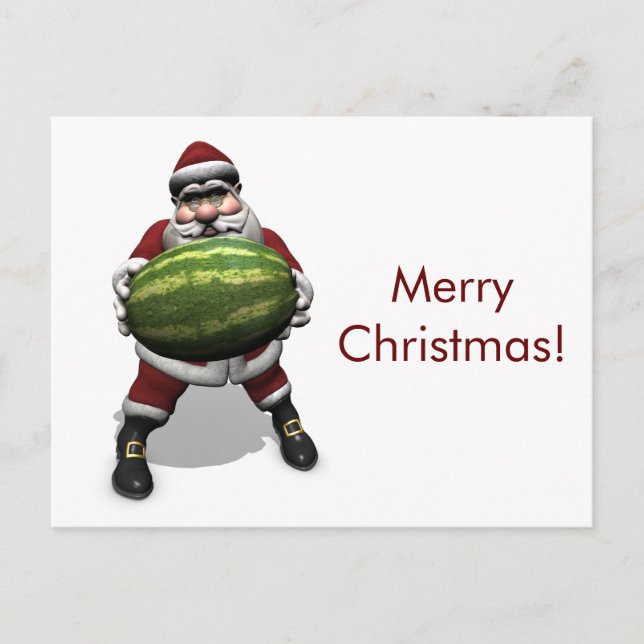 Funny Jultomten med Giant Melon Helg Vykort (Framsida)