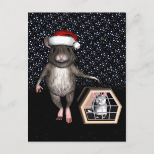 Funny Jultomten Mouse Helg Vykort