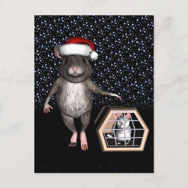 Funny Jultomten Mouse Helg Vykort (Framsida)