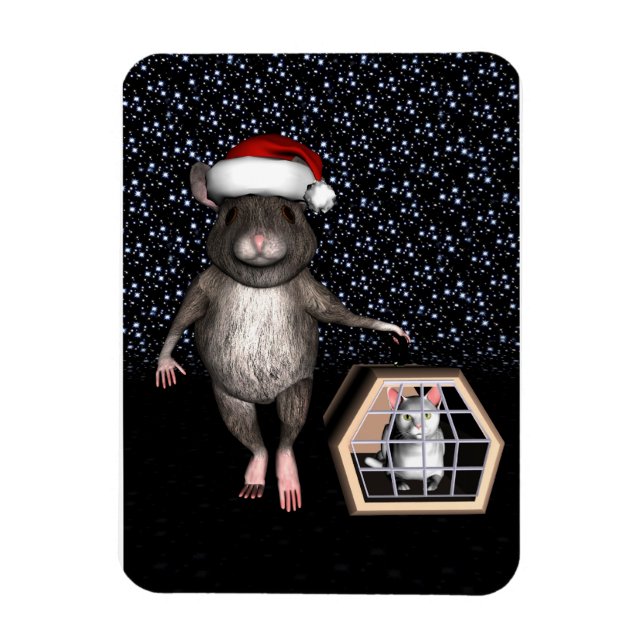 Funny Jultomten Mouse Magnet (Vertikal)