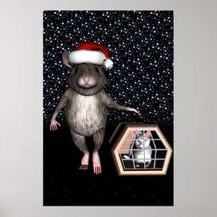 Funny Jultomten Mouse Poster