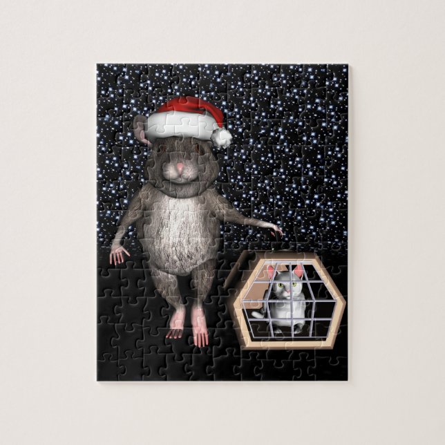 Funny Jultomten Mouse Pussel (Vertikal)