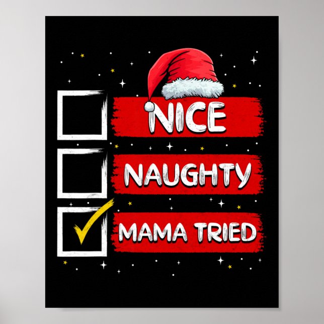 Funny Jultomten Nice Naughty Mamma Tried Christma Poster (Framsidan)