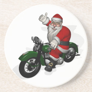 Funny Jultomten på Grönt Vintage Motorcykel Underlägg