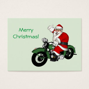 Funny Jultomten på Grönt Vintage Motorcykel Visitkort