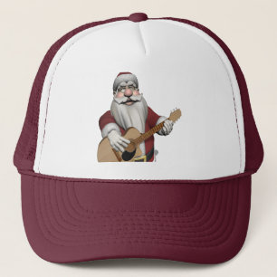 Funny Jultomten Plays Accoustic Guitar Truckerkeps