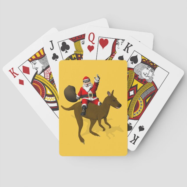 Funny Jultomten Riding on Kangaroo Spel Kort (Baksidan)