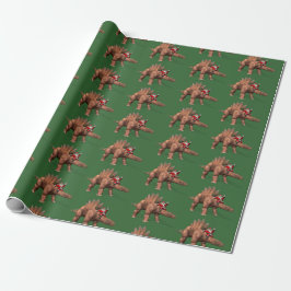 Funny Jultomten Riding on Stegosaurus Dinosaur Presentpapper