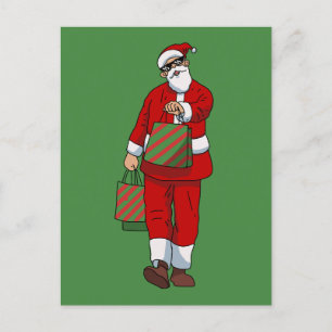 Funny jultomten shopping helg vykort