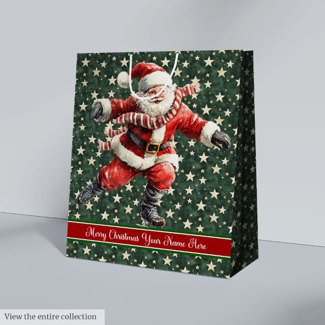 Funny Jultomten Skating Helgdag Gift Bag (Funny Santa Claus Skating Holiday Gift Bag)