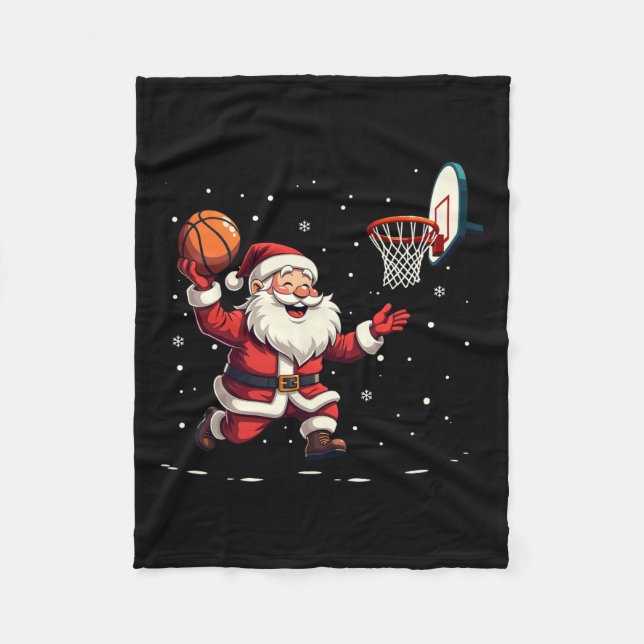 Funny Jultomten spelar Basketball Merry Christm Fleecefilt (Framsidan)