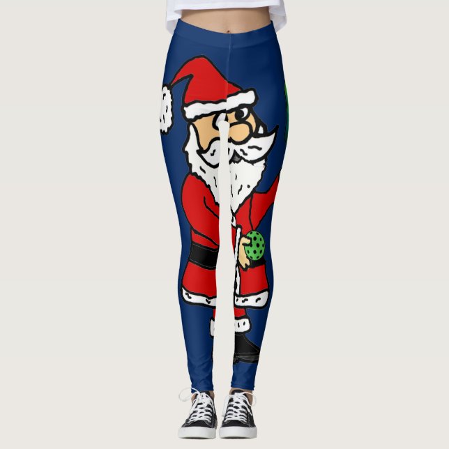 Funny Jultomten spelar Pickleball-jul Leggings (Framsida)