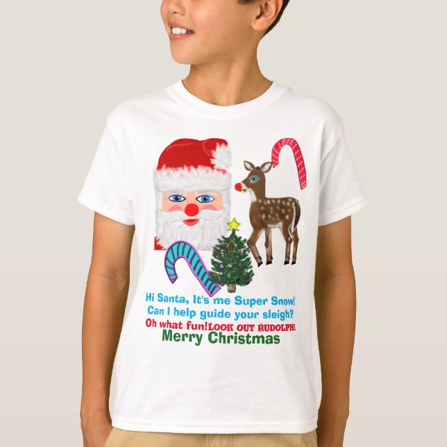 Funny Jultomten Toppen Snö Reindeer Tee (Framsida)