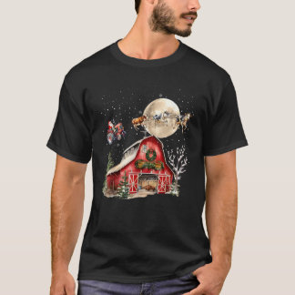 Funny Jultomten Tractor Cows Farm Farmer Christm T Shirt