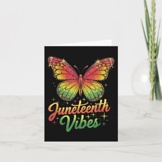Funny Junetelfte Vibes 1865 Butterfly Black Queen Kort (Framsida)