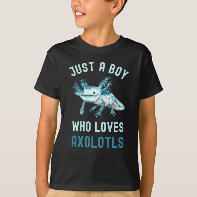 Funny,Just A Boy Who Loves Axolotls,Cute T Shirt (Framsida)