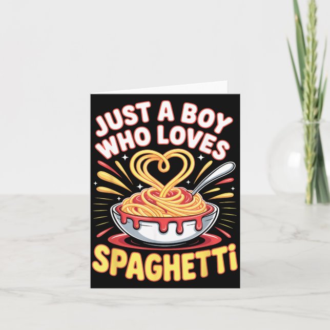 Funny Just A Boy Who Loves Spaghetti  Kort (Framsida)