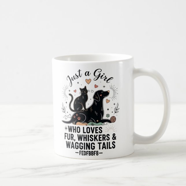funny Just a Girl who Loves Cats and Dogs mom Kaffemugg (Höger)