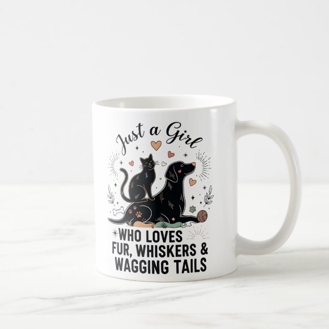 funny Just a Girl who Loves Cats and Dogs mom Kaffemugg (Höger)
