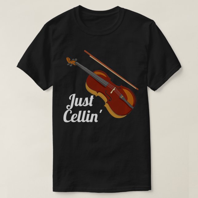 Funny Just Cellin Cello Violoncello Pullover T Shirt (Design framsida)