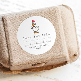 Funny Just Got Laid Farm Coop Egg Carton Label Runt Klistermärke