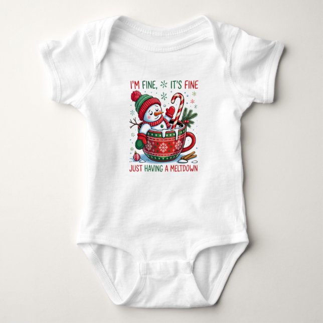 Funny Just Having A Meltdown Snowman  Christmas  T Shirt (Framsida)