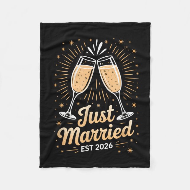 Funny Just Married Newlywed Honeymoon Couple 2026  Fleecefilt (Framsidan)