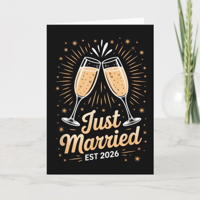 Funny Just Married Newlywed Honeymoon Couple 2026  Kort (Framsida)