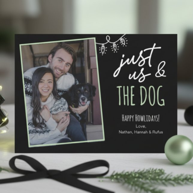 Funny Just Us & The Dog Howlidays Photo Black Julkort (Skapare uppladdad)