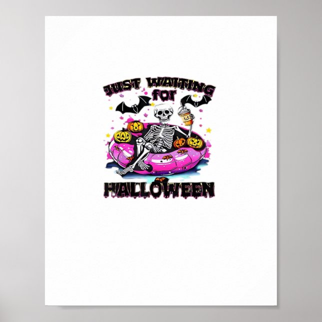 Funny Just Waiting For Halloween Skeleton Spooky V Poster (Framsidan)