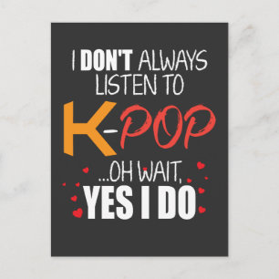 Funny K-Pop Gift Idea Koreansk Music Älskare Vykort